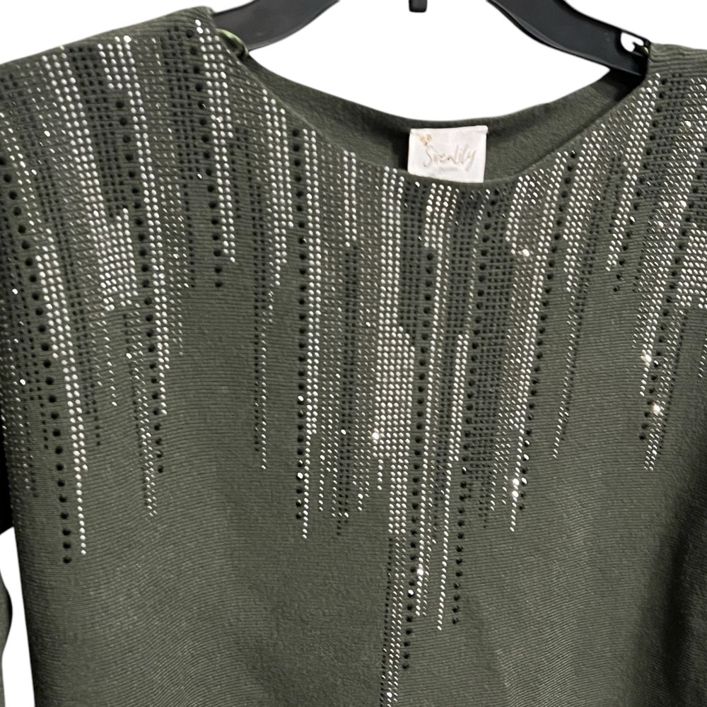 Green Rhinestone Sweater - Picture 3 of 9